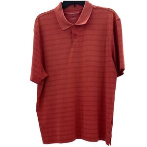 Saddlebred Mens‎ Large Polo Shirt Burnt Orange Textured Stripe Short Sleeve L